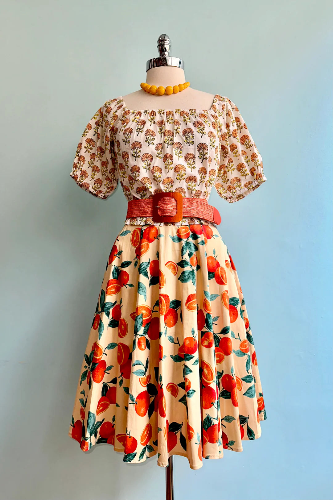 Oranges and Leaves Full Skirt by Eva Rose