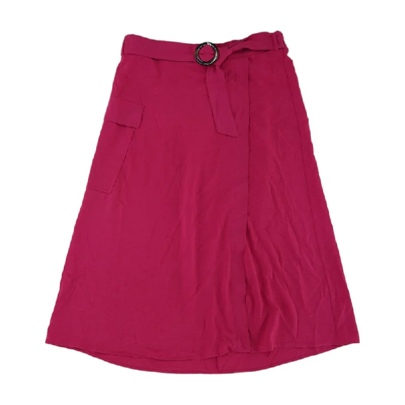 Pink Solid Midi Skirt