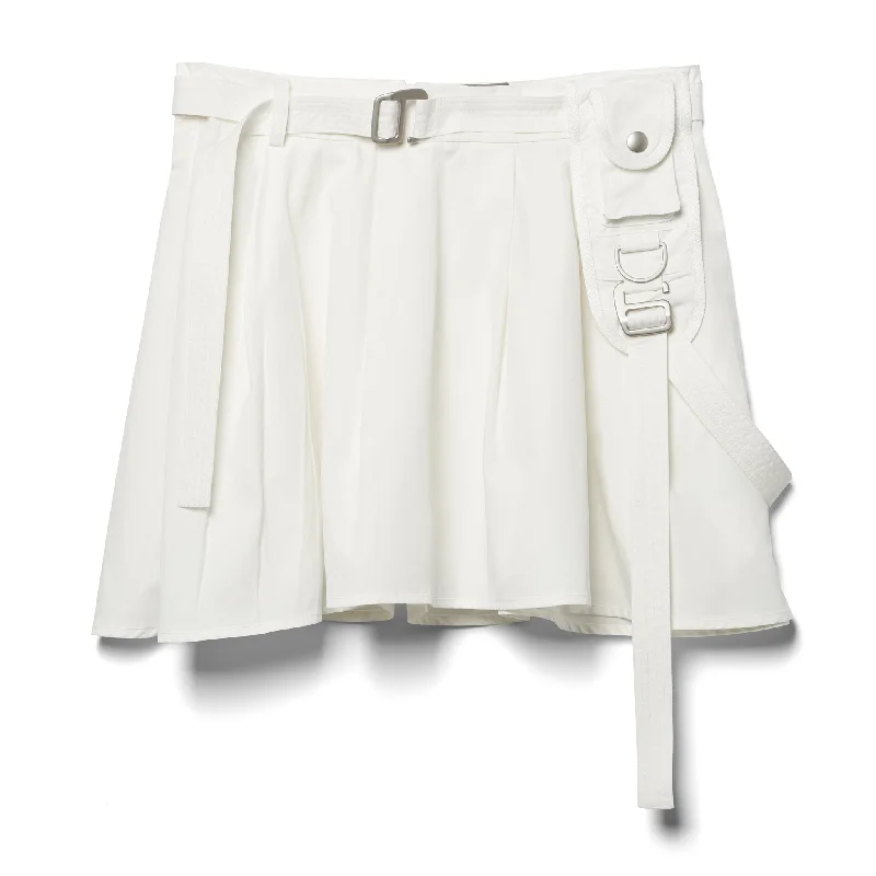 PLEATED MINI SKIRT WITH HARNESS STRAP - White