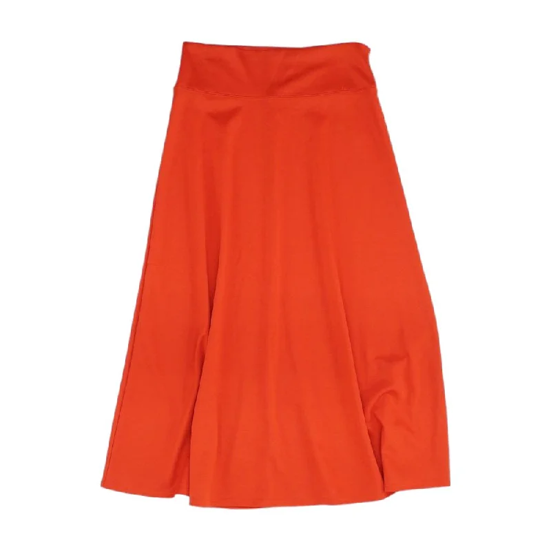 Red Solid Midi Skirt