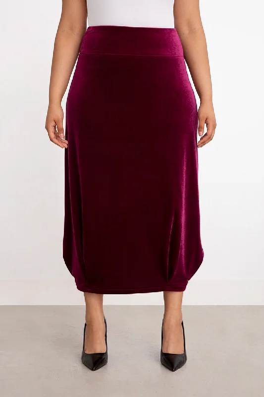 Velvet Pleat Hem Skirt | Pomegranate