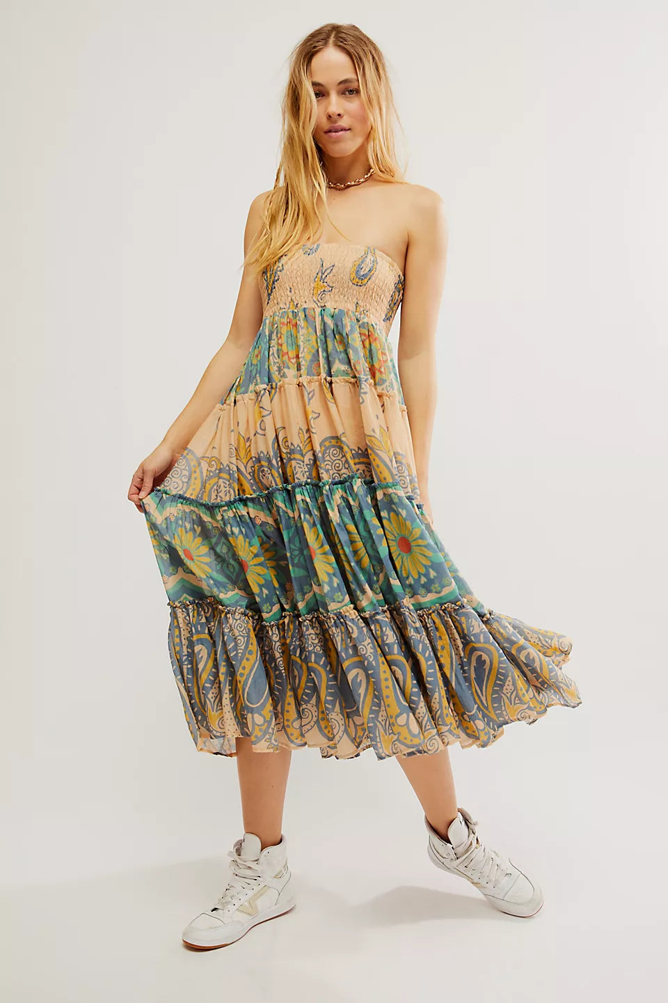 Super Thrills Convertible Maxi Skirt - Blue Sky Combo