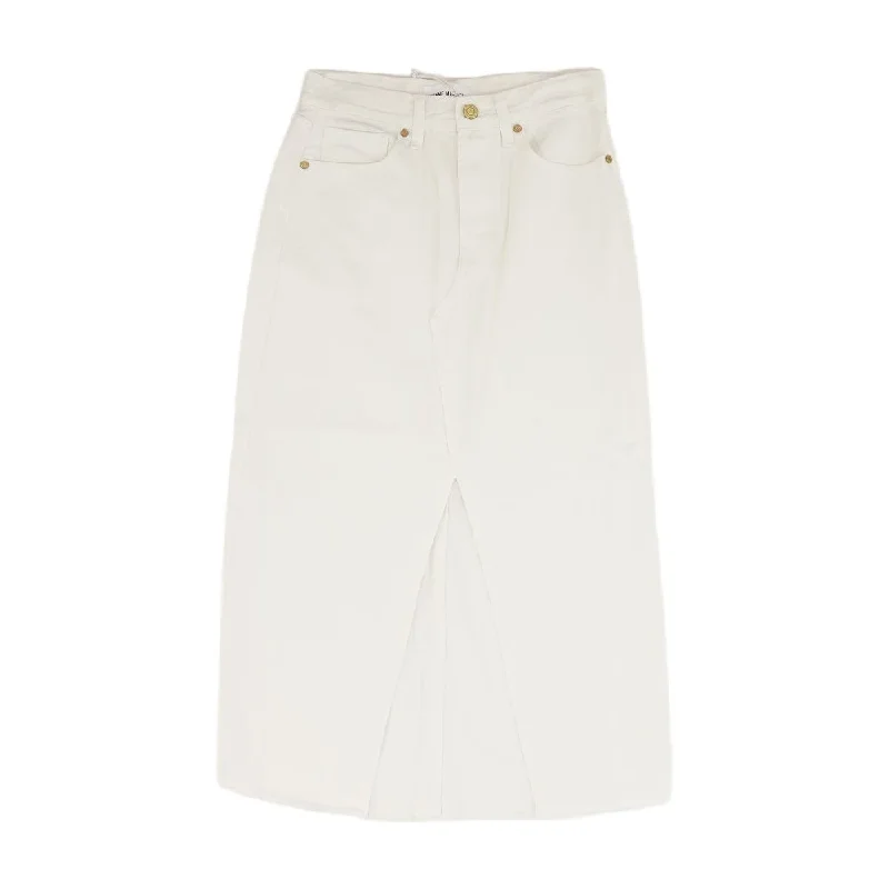 White Solid Midi Skirt