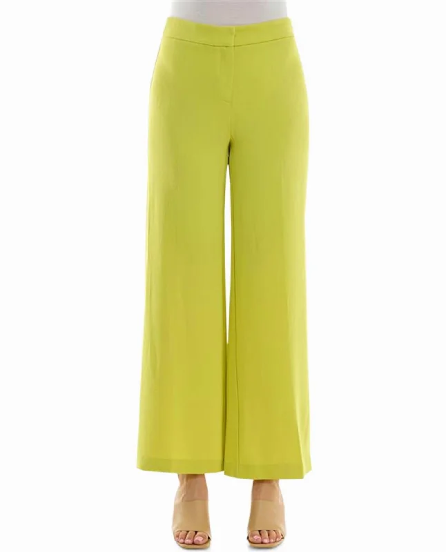 Claire Stretch Crepe Wide Leg Pants In Citrine