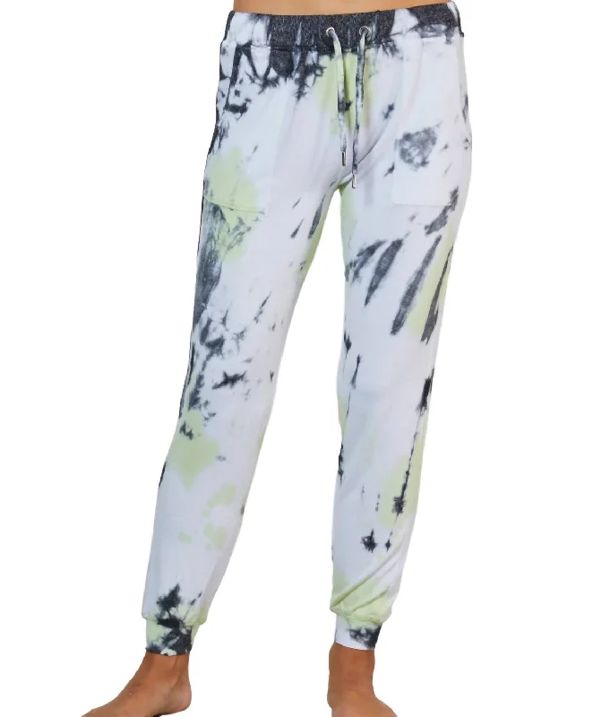 Marble Wash Jogger Pants In Lime