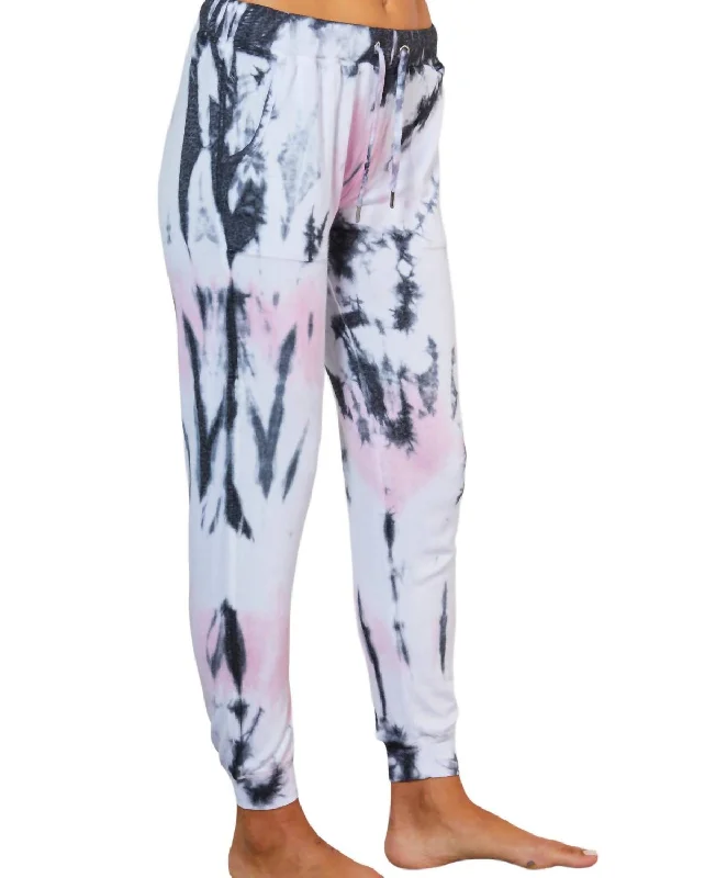 Marble Wash Jogger Pants In Pink