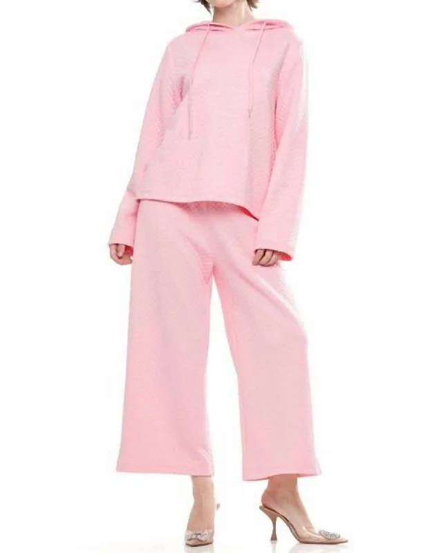 Quilt Wide Leg Pants In Pink