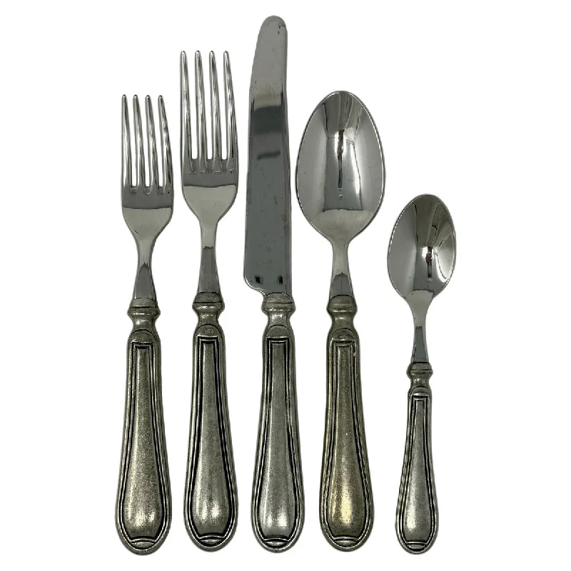 10 5Pc Place Settings of Bugatti for Vietri Pewter Flatware