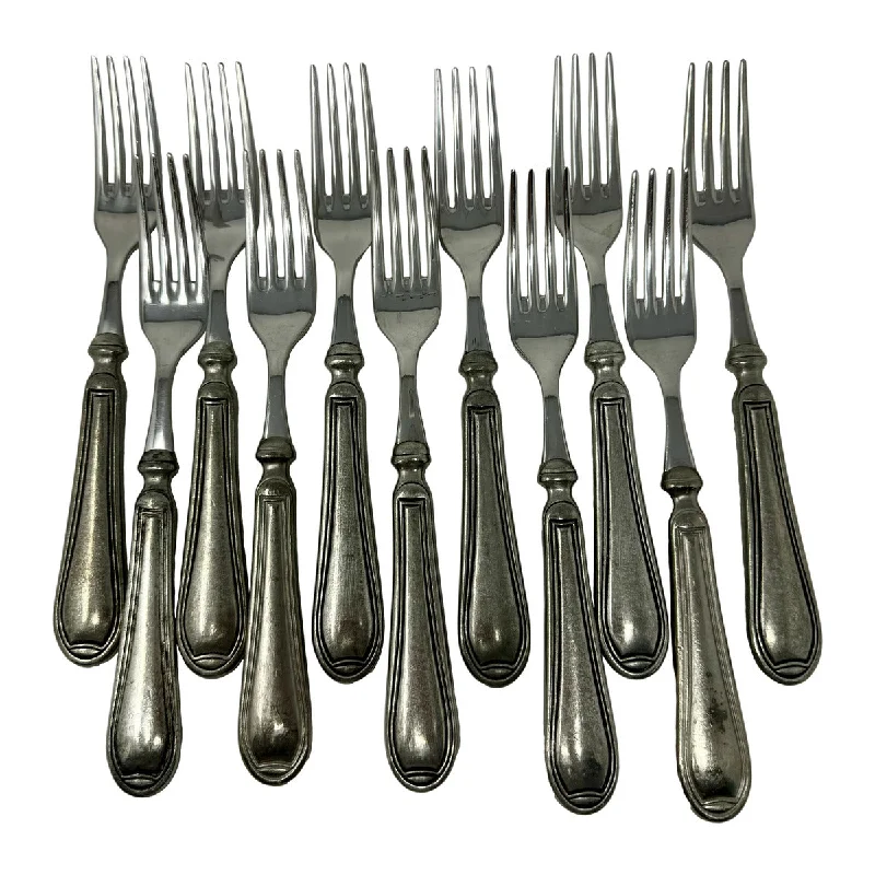 Eleven 9" Forks Bugatti for Vietri Pewter Flatware