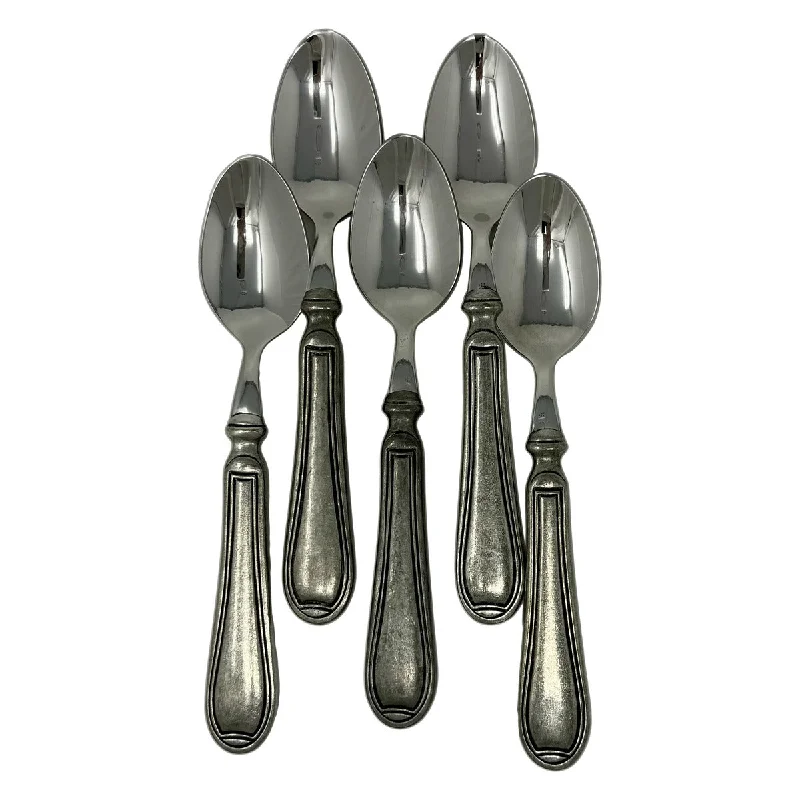 Five 8" Spoons Bugatti for Vietri Pewter Flatware