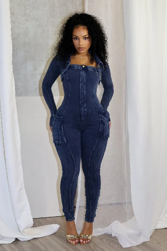 Jennie Mineral Washed Jumpsuit With Cardigan