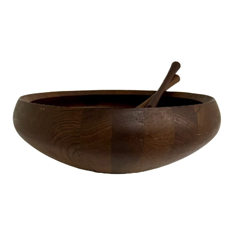 MCM Staved Teak Salad Bowl with Servers by Jens Quistgaard