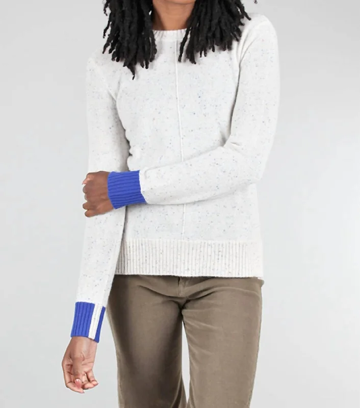 Contrast Cuff Cashmere Sweater In Salt Speckle