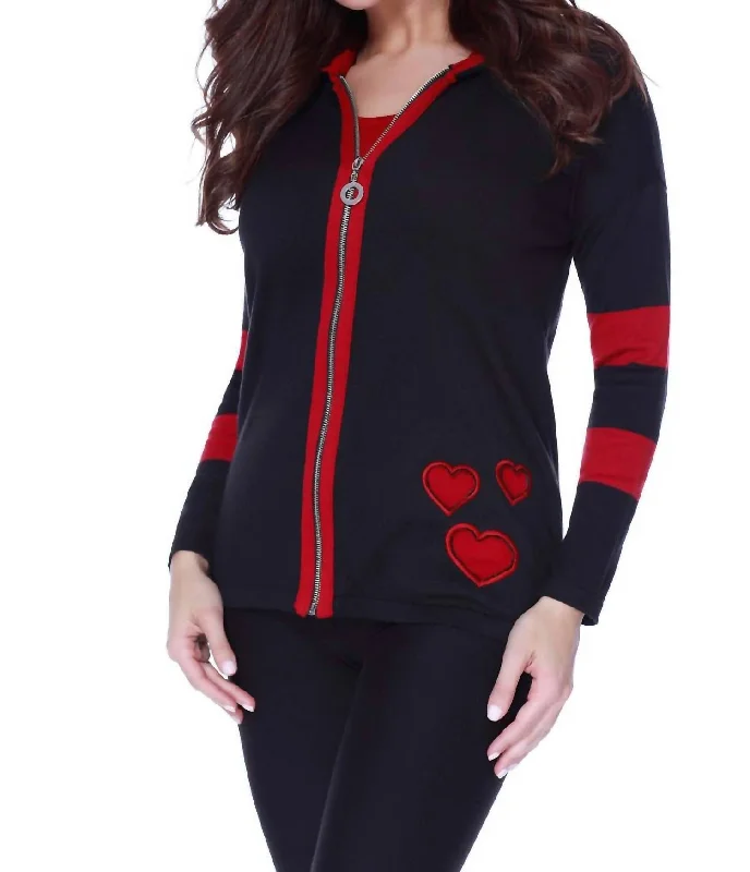 Falling In Love Cardigan In Red/black