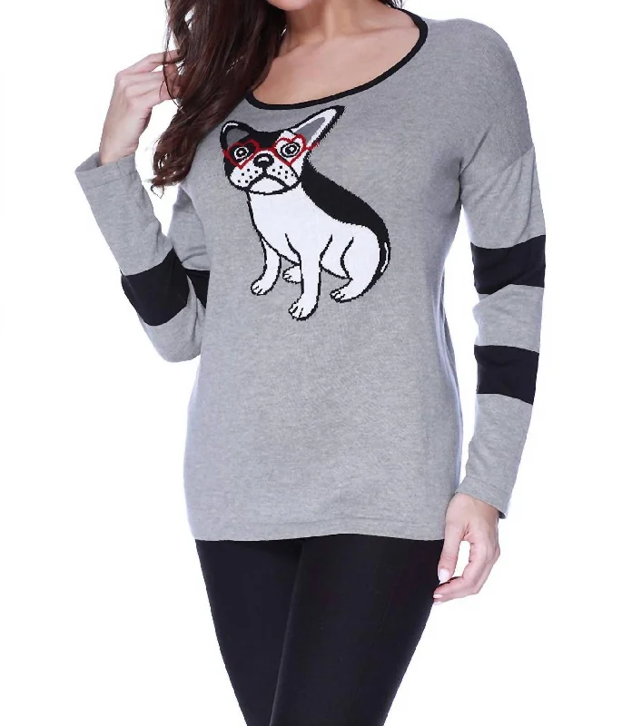 Puppy Eyes Pullover In Gray