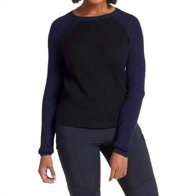 Reilly Cashmere Colorblock Sweater In Navy/black