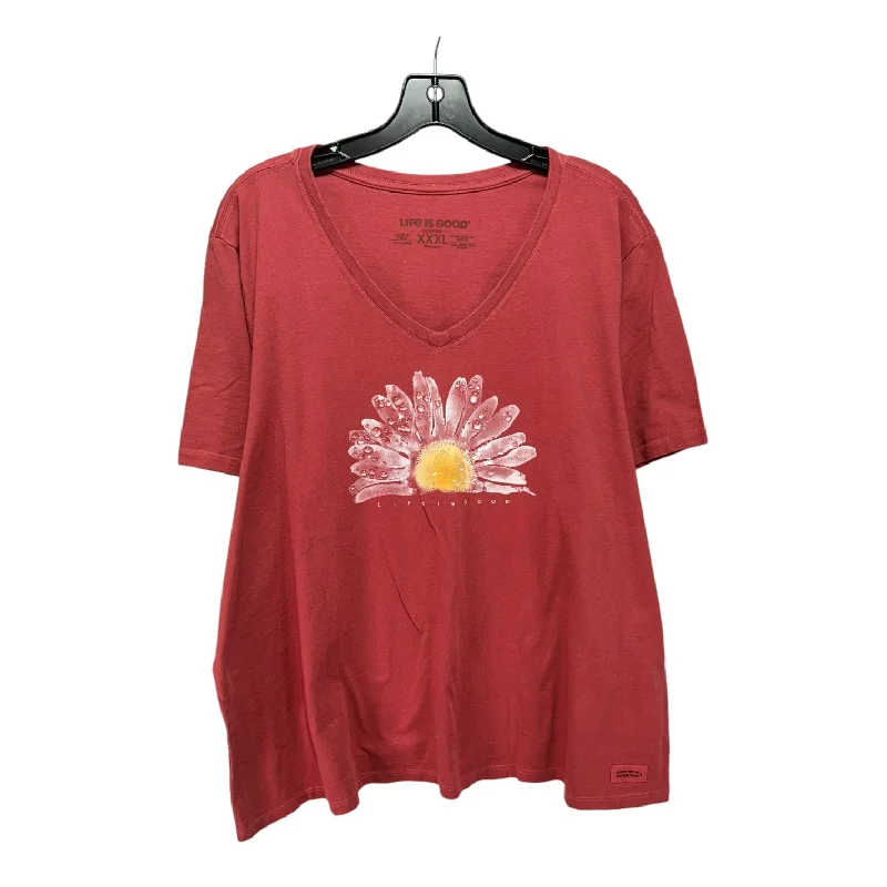 Top Short Sleeve By Life Is Good In Red, Size: 3x