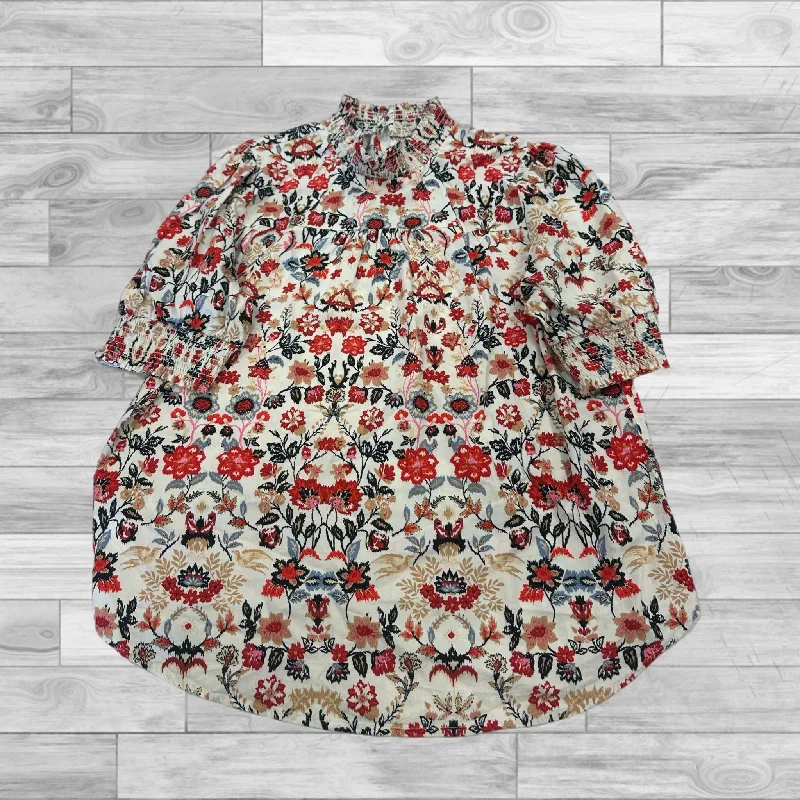 Top Short Sleeve By Loft In Floral Print, Size: M