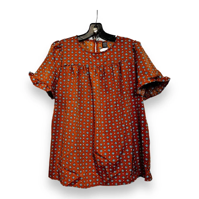 Top Short Sleeve By Shein In Orange, Size: M