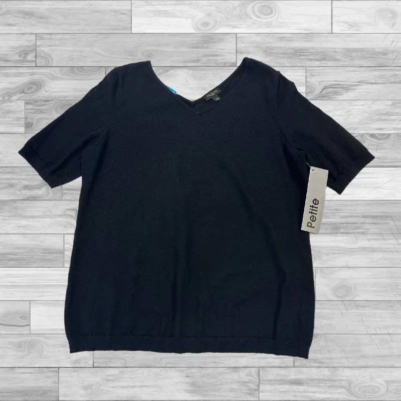 Top Short Sleeve By Talbots In Black, Size: Petite Large