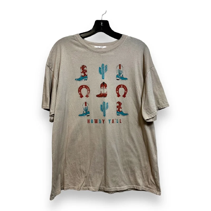 Top Short Sleeve By Tres Bien In Brown, Size: M