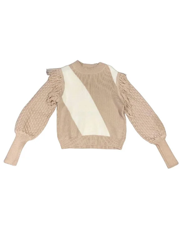 Warms The Soul Sweater In Tan, Cream